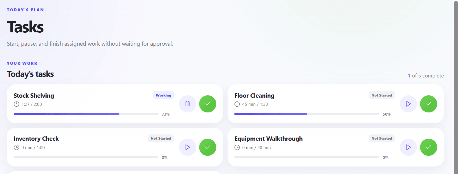 Krew task board showing assigned employee tasks
